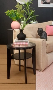 ⚫ MESA LATERAL NEGRA moderna MUEBLES salón acrílico escala 1/6 para BARBIE - Imagen 1 de 4