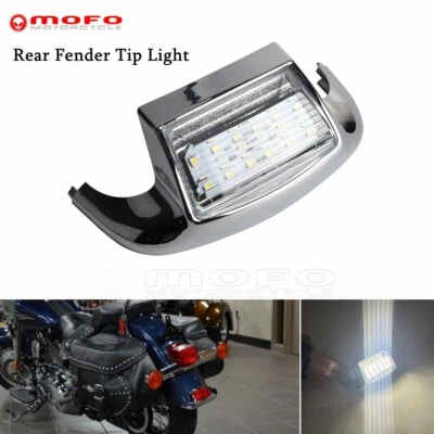 Luz de punta LED para guardabarros trasero cromada para Harley Touring Softail Heritage FLSTC FLHR Foto 1 de 4