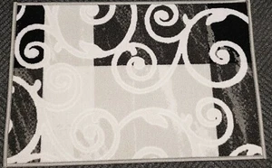 TEXTILE KITCHEN RUG, (nonskid)(20" x 30") BLACK,GREY & WHITE COLORS DESIGN, Adgo - Picture 1 of 9