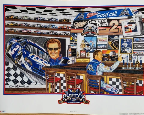 RUSTY WALLACE ORIGINAL SAM BASS POSTER 2005 "LAST CALL" 18" X 24" Cover