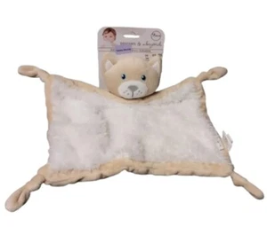Blankets & Beyond Kitty Cat Security Blanket Baby Lovey Tan White Knots NEW - Picture 1 of 4