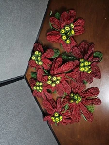 Vintage Französischer Perlen Weihnachtsstern Blumen Weihnachtsdeko - Bild 1 von 7