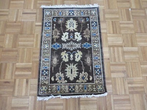 2 x 3 Hand Knotted Chocolate Brown Modern Oushak Oriental Rug G13166 - Bild 1 von 8