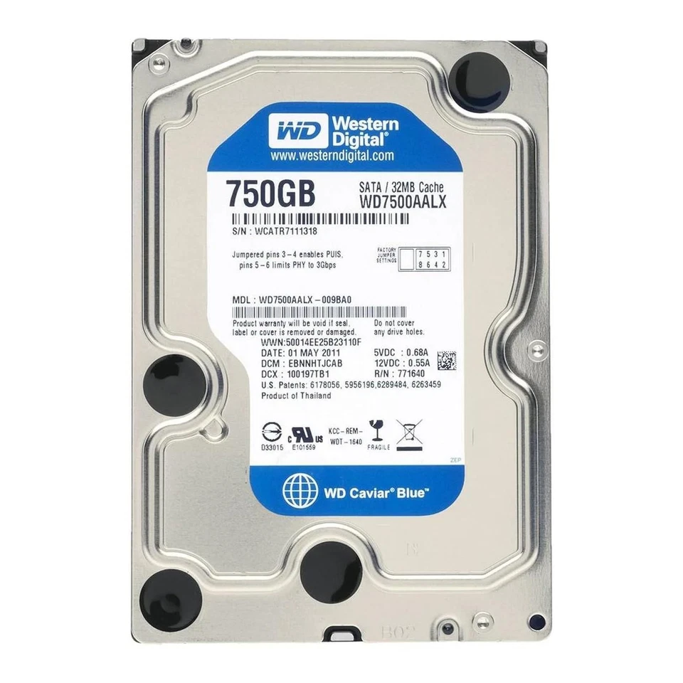 WD WD7500AALX Caviar Blue 750 GB Hard Drive 3.5" Internal - SATA 7200 RPM inte - Image 1 of 1