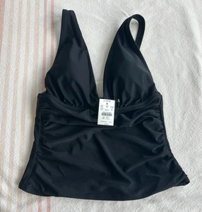 New J.Crew women's size small solid black tankini bathing suit top - Picture 1 of 2