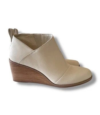 Botines de cuña TOMS para mujer talla 7 EE. UU. cuero crema sin cordones EU 38 Foto 1 de 4