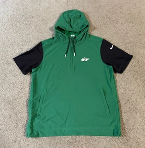 Nike New York Jets Team Issued 1/4 Zip Short Sleeve Hooded Jacket - Size Large - Picture 1 of 5