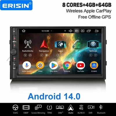 4GB+64GB Android 14 2Din DAB+ Autoradio Für Nissan Navi WiFi DSP CarPlay USB SWC - Bild 1 von 4