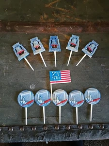 Bandera Vintage Años 70 1776 Declaración Campana de la Libertad Cupcake Decoración de Pasteles ELIGE Hong Kong - Imagen 1 de 9
