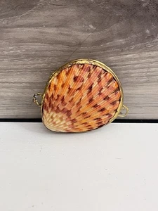 Sea Shell Pill Box Coin Purse Trinket Box Brass Trim Hinge 2.25” Vintage - Picture 1 of 5