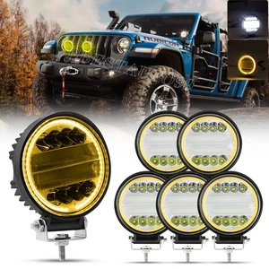 6x 5" LED Work Light Spot Flood Driving Fog Round White Amber Lamp Offroad ATV - Foto 1 di 12