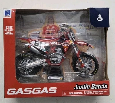 NEW 1:12 GASGAS JUSTIN BARCIA #51 DIECAST PLASTIC MODEL MOTOCROSS KIDS DIRT BIKE - Image 1 of 2