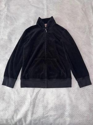 Juicy Couture Jacket Womens Medium Black Velour Zip Preppy Y2K Style - Image 1 of 4