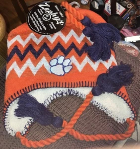Clemson University Tigers Beanie Hat  Tassels NEW NCAA Zephyr - Picture 1 of 1