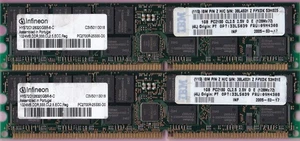 2GB 2x1GB PC-2700R DDR-333 INFINEON HYS72D128320GBR-6-C IBM 38L4031 ECC REG RAM - Picture 1 of 2