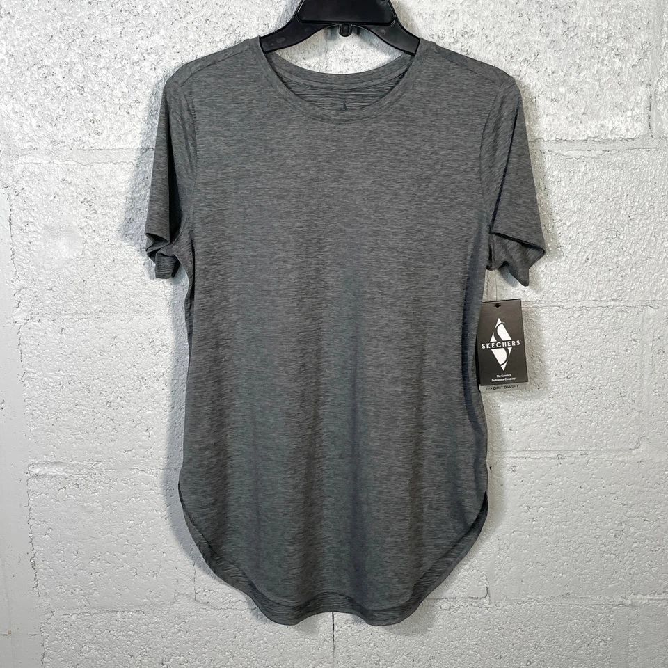 Skechers GODRI Swift Tunic T-Shirt Women's S Grey Short Sleeves Pullover