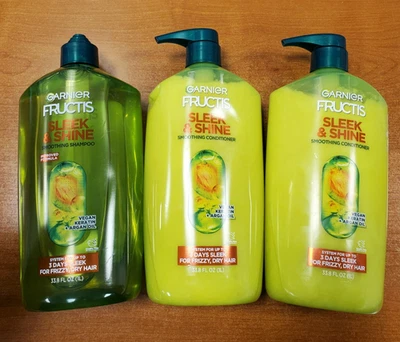 3Pk: Garnier Fructis Sleek & Shine Smoothing Shampoo & Conditioner 33.8oz ea E6E - Image 1 of 4