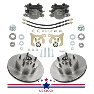 Kit de freno de disco delantero, ajuste perforado/ranurado para auto Chevy 1955-1957 - Imagen 1 de 11