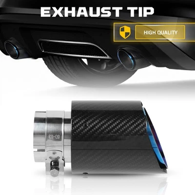 Punta de escape universal de fibra de carbono de 2,5" ID a 3,5" OD de acero inoxidable 1 pieza Foto 1 de 4