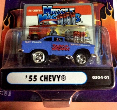 MÁQUINAS MUSCULARES CHEVY 1955 - FUNDIDO A PRESIÓN 55 CHEVY 1:64 - VIUDA NEGRA  Foto 1 de 3