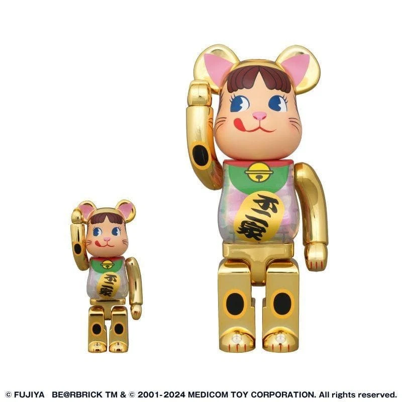 Medicom Toy BE@RBRICK Maneki Neko Peko Chan позолоченная светится в темноте 100% 400% - Изображение 1 из 1