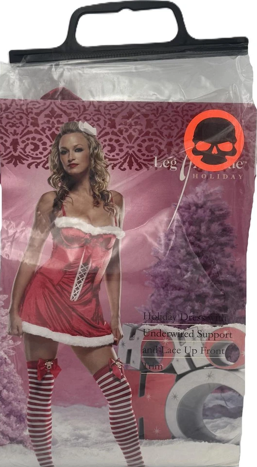 Adult Women's Alluring Underwired Holiday Dress Costume, Red/White, Small, 4/6 - Image 1 of 1