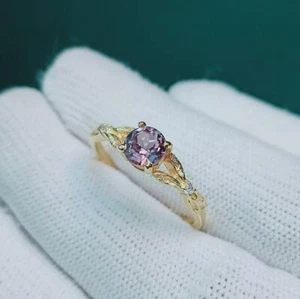 Alexandrite Ring, Round cut Alexandrite Ring, Lab created Alexandrite Ring - Picture 1 of 11
