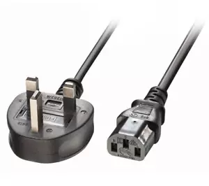 2.5 m Kettle Lead Power Cable IEC C13 to 3 Pin UK Plug for Monitor, TV, Printer - Picture 1 of 6