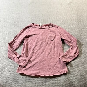 Crewcuts Girls' long-sleeve cotton heart-pocket T-shirt in pink size medium EUC - Picture 1 of 5