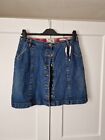 New Falmer Heritage Womens Ladies Denim Skirt Size 12 Blue Buttons    S