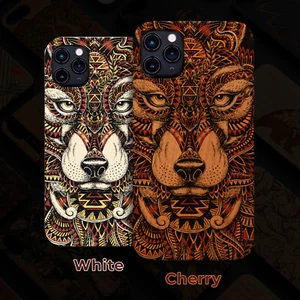 Wolf Face Wood Phone Case For iPhone 15/14/13/12 Pro/Max/Mini/Plus S21/22/23 L - Picture 1 of 9