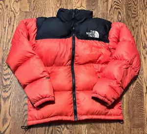 The North Face Nuptse Puffer Jacket Herren Small Vintage Orange Schwarz 90er - Bild 1 von 6