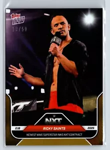 2025 Topps NOW Ricky Saints Starks NXT Card #20 WWE Gold Foil Parallel 19/50 - Picture 1 of 7