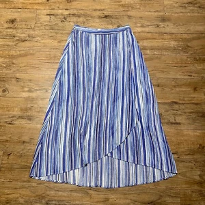 Maxi Falda Abertura Para Mujer TOMMY BAHAMA Líneas Divinas Blanca Azul Boho Rayas Talla 2 - Imagen 1 de 12