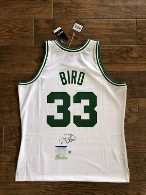 Larry Bird Celtics Signed White Mitchell & Ness Swingman Jersey PSA witnessed - Image 1 of 4