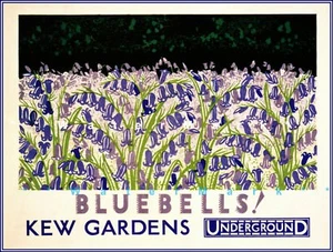 Kew Gardens Bluebells Travel Underground London Vintage Poster Print Retro Art - Picture 1 of 4