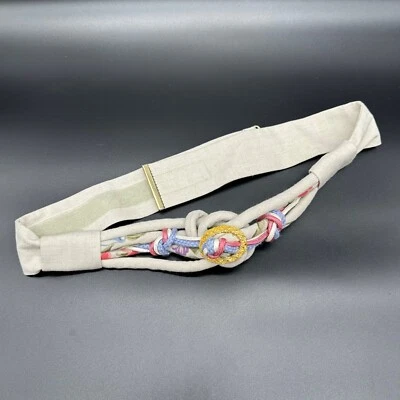 Cinturón Vintage Beige Pastel Cuerda Floral Años 90 Retro Moda Tono Dorado Ajustable Foto 1 de 4