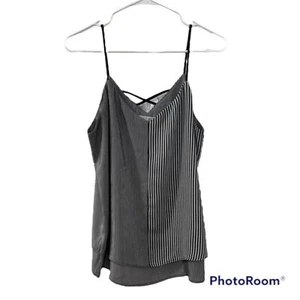 Maurices Womens Black White Striped Spaghetti Strap Camisole Top Size Large - Picture 1 of 9