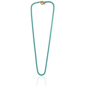 14K Yellow David Yurman Bel Aire Color Turquoise Box Chain Necklace 14" 9.2g - Imagen 1 de 3
