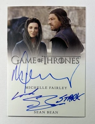 Game of Thrones S8 Inscription Autograph Michelle Fairley and Sean Bean  Auto - Image 1 of 2