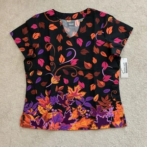 Butter-Soft by UA Womens L Scrub Top Cotton Blend Autumn Leaves 2 Pocket - Picture 1 of 8
