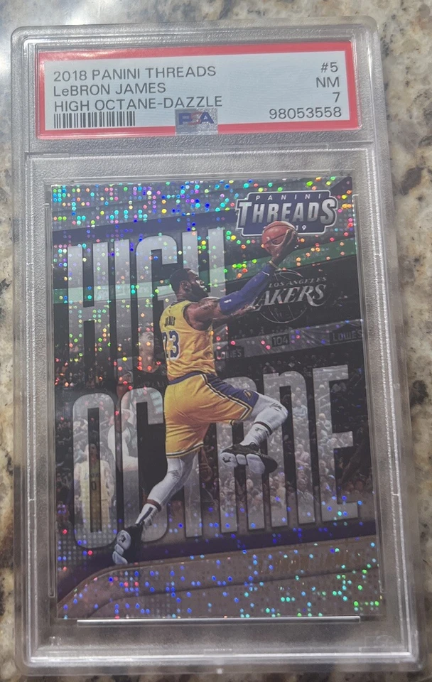 2018-19 Panini Threads LeBron James High Octane Dazzle SP PSA Low Pop Lakers - Image 1 of 4