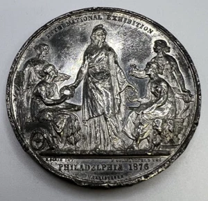 1876 Philadelphia International Exhibition Medal 1.8 Oz White Metal Baker 426 - Picture 1 of 8