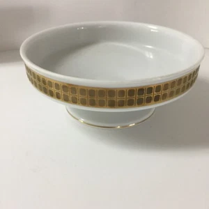 THOMAS ALEMANIA Pedestal Cuenco Geométrico Borde Dorado Porcelana - Imagen 1 de 5
