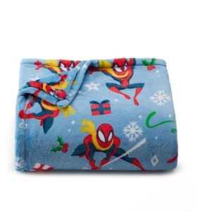 Spiderman Plush Throw Blue Blanket Super Hero 5' x 6' Christmas The Big One New - Picture 1 of 8
