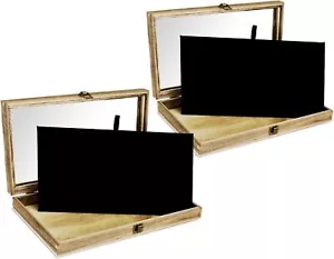 MOOCA 2 Pcs Wooden Jewelry Display Case, Pocket Knife Display Case with Tempered - Picture 1 of 6