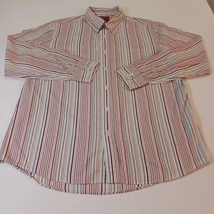 Lucky Brand Latzhose Herren rot grau weiß Streifen Shirt Langarm Größe L - Bild 1 von 17