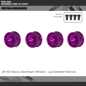 4x Custom Lila für Mini 4WD JR HG Schwere Aluminiumräder Lg Durchmesser schmal - Bild 1 von 4