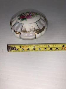 Round Trinket Box With Lid Flower From Japan - Picture 1 of 5