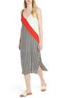 $240 Splendid Women'S White Color Block Stripe V-Neck Sleeveless Dress Size S
